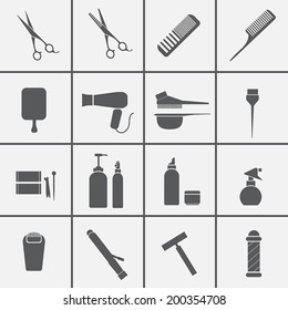 Hairdressing equipment icons