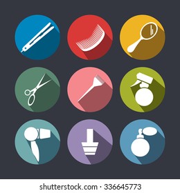 Hairdressing equipment icons