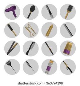 Hairdressing equipment icons.