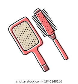 Hairdressing equipment line sketch. Professional hair dresser tool. Hand drawn doodle icon. Vector illustration. Barber symbol