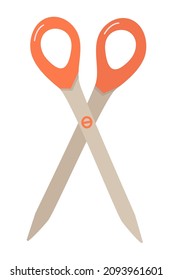 Hairdressing or household scissors, vector illustration of opened scissors, doodle style, icon isolated on white