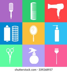  Hairdressing icon set.