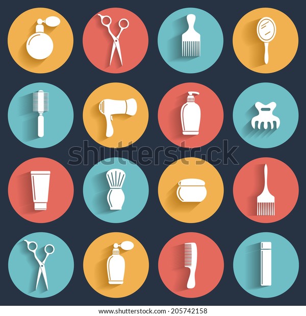 Hairdressing Icon Set Stock Vector (Royalty Free) 205742158