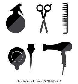 Hairdressing icon set. Vector 