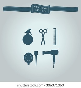 Hairdressing icon set. Vector 