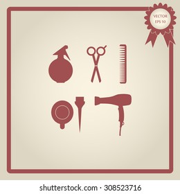 Hairdressing icon set. Vector 