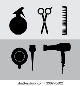 Hairdressing icon set. Vector 