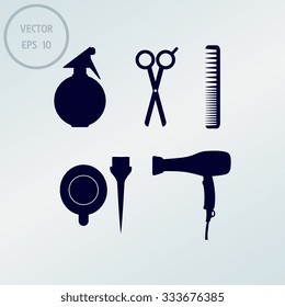 Hairdressing icon set. Vector 