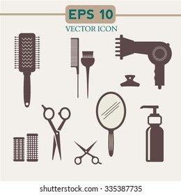 Hairdressing icon set. Vector.
