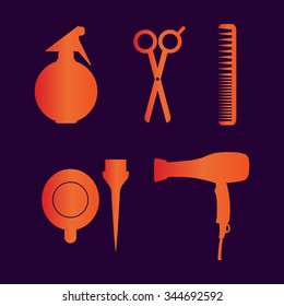 Hairdressing icon set. Vector 