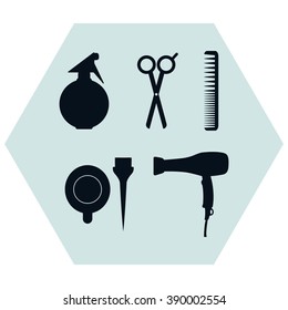 Hairdressing icon set. Vector 