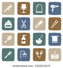 Hairdressing Icons. Grunge Color Flat Design. Vector Illustration.
