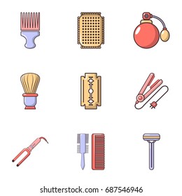 Hairdressing icons set. Flat set of 9 hairdressing vector icons for web isolated on white background