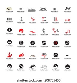 Hairdressing Icons Set - Isolated On White Background - Vector Illustration, Graphic Design Editable For Your Design