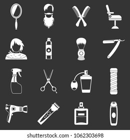 Hairdressing icons set vector white isolated on grey background 