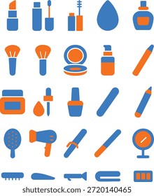 Cabeleireiro e ferramentas de maquiagem conjunto vetorial para profissionais de beleza salão de equipamentos e serviços de stylist