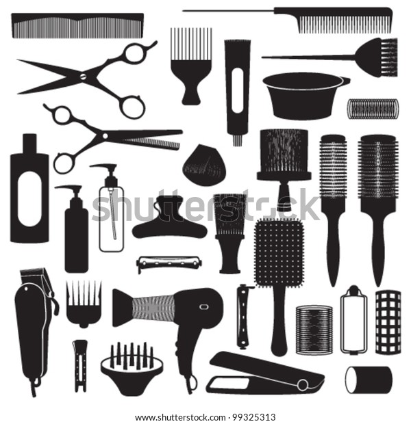 Hairdressing Related Symbols 1 Stock Vector (Royalty Free) 99325313