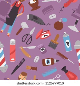 Hairdressing salon barbershop devices symbols fashion hairdresser professional stylish barber tools for cutting vector illustration.