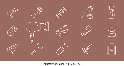 Hairdressing salon Icons - Set Vector outline for Web or Mobile 01