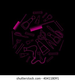 Hairdressing salon icons - vector round set