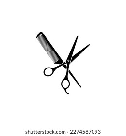 Hairdressing scissor and com icon isolated vector graphiccs