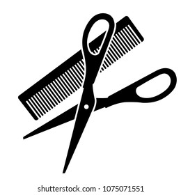 Hairdressing scissors and comb on white background. Vector illustration