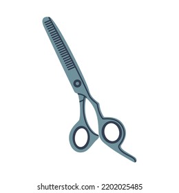 Hairdressing scissors. Equipment for barbershop. Professional work tool. Hand drawn color vector illustration isolated on white background. Modern flat cartoon style.