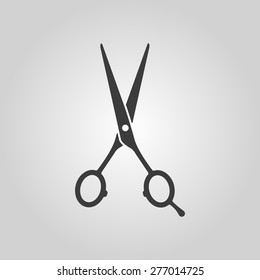 The hairdressing scissors icon. Barbershop symbol. Flat Vector illustration