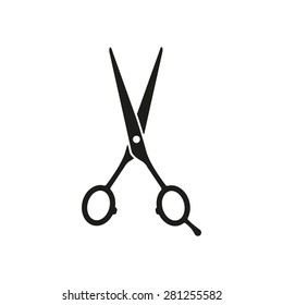 The hairdressing scissors icon. Barbershop symbol. Flat Vector illustration