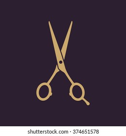 The hairdressing scissors icon. Barbershop symbol. Flat Vector illustration