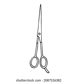 Ilustración vectorial de las tijeras de peinado, doodle de dibujo manual