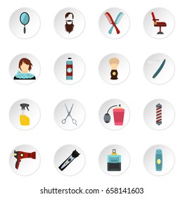 Hairdressing set icons in flat style isolated on white background