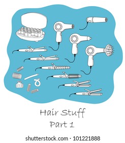 Hairdressing stuff outline set part one