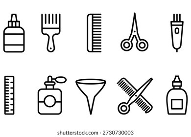 Friseurwerkzeuge Sammlung Schere Kamm