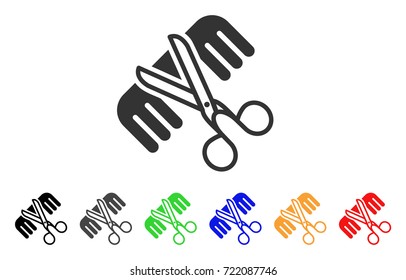 Hairdressing Tools icon. Vector illustration style is a flat iconic hairdressing tools symbol with black, grey, green, blue, red, orange color versions. Designed for web and software interfaces.