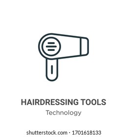 Hairdressing tools outline vector icon. Thin line black hairdressing tools icon, flat vector simple element illustration from editable technology concept isolated stroke on white background