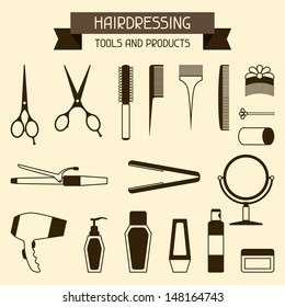 Hairdressing tools and products.