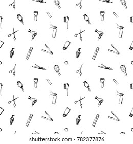 Hairdressing tools and products saemless pattern