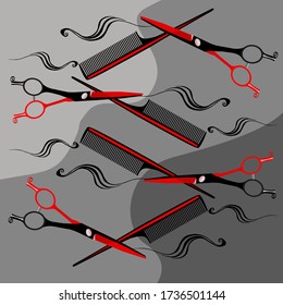 
Friseurwerkzeuge. Schere. Combs. Haarklemme. Vector Stock Grafik.