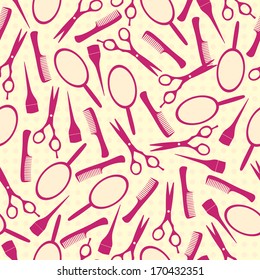 Hairdressing tools seamless pattern