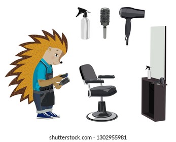 Hairdressing tools. Vector illustration. Isolated on a white background.