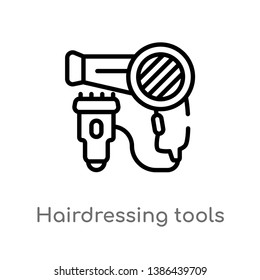hairdressing tools vector line icon. Simple element illustration. hairdressing tools outline icon from technology concept. Can be used for web and mobile