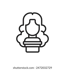 Hairdressing Wig Outline Icon Vector Illustration