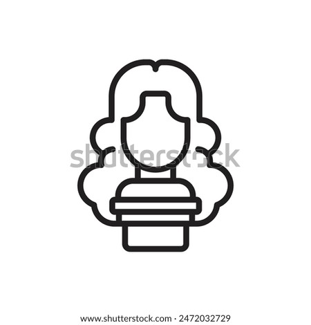 Hairdressing Wig Outline Icon Vector Illustration