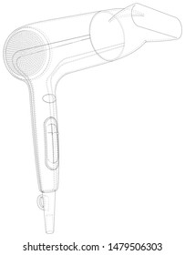 Hairdryer. EPS10 format. Wire-frame Vector created of 3d. EPS10 format.