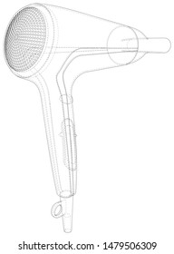 Hairdryer. EPS10 format. Wire-frame Vector created of 3d. EPS10 format.