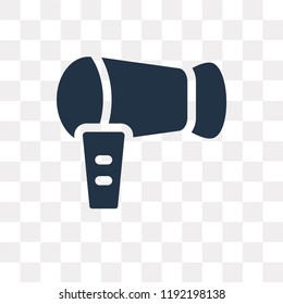 Hairdryer facing left vector icon isolated on transparent background, Hairdryer facing left transparency concept can be used web and mobile