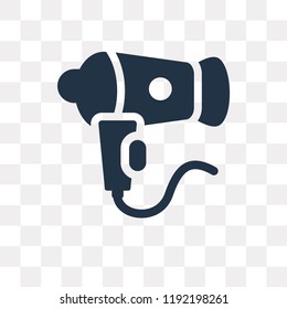 Hairdryer Facing Left vector icon isolated on transparent background, Hairdryer Facing Left transparency concept can be used web and mobile