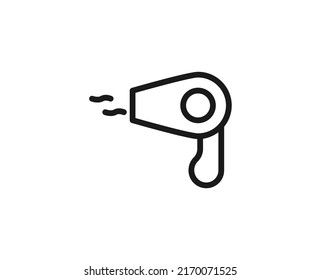 Hairdryer flat icon. Thin line signs for design logo, visit card, etc. Single high-quality outline symbol for web design or mobile app. SPA outline pictogram.