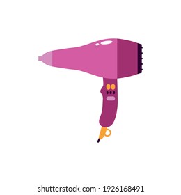 Hairdryer flat style icon on green background. Vector illustration.